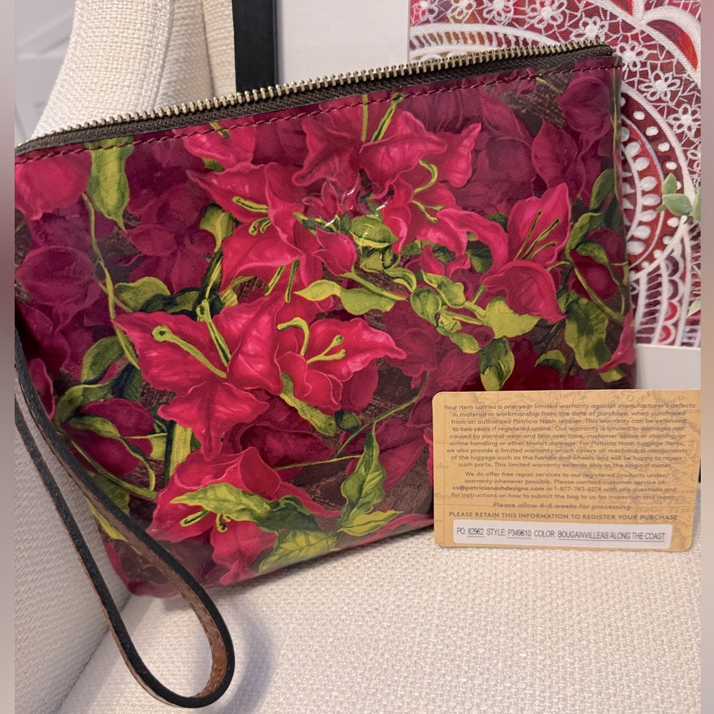 Patricia Nash Bougainvilleas Leather Wristlet